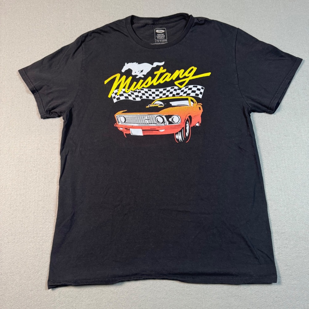 Ford Mustang Graphic T-Shirt Mens Large Black Muscle Car Racing Short Sleeve L